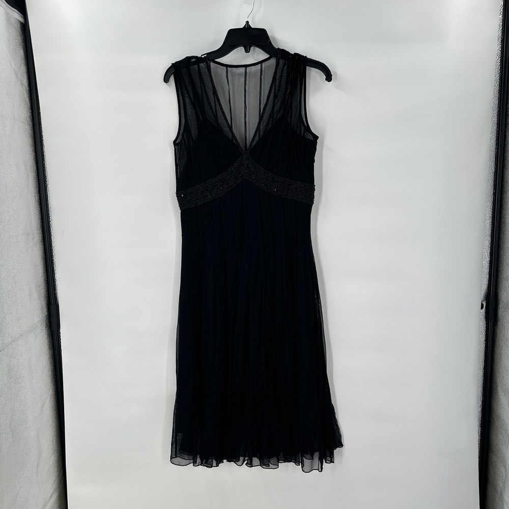 Whimsigoth Black Beaded‎ Mesh Cocktail Dress Womens 6 Gothic Romantic Party